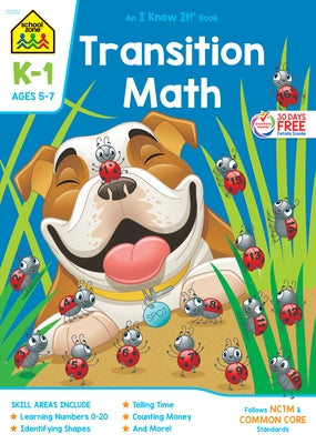 School Zone Transition Math Grades K-1 Workbook by Zone, School