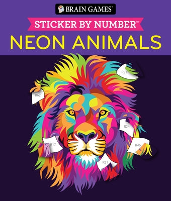 Brain Games - Sticker by Number: Neon Animals (28 Images to Sticker) by Publications International Ltd