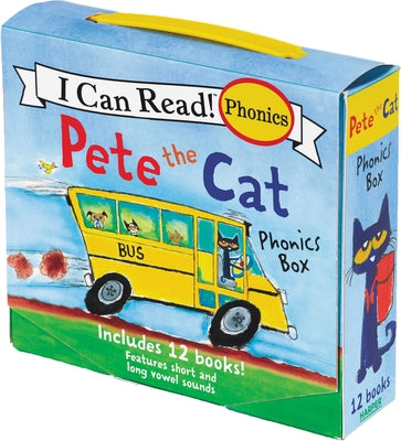 Pete the Cat 12-Book Phonics Fun!: A Box of 12 Mini-Books Featuring Short and Long Vowel Sounds by Dean, James