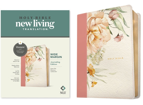 NLT Wide Margin Bible, Filament Enabled (Leatherlike, Dusty Pink Blossoms, Red Letter) by New Living Translation